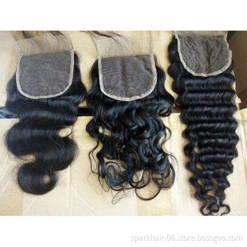 OEM Custom Logo Virgin Human Hair Swiss Lace Transparent Lace Frontal Closures 360 13x6 4x4 5x5 2x6 Hd Lace Closure